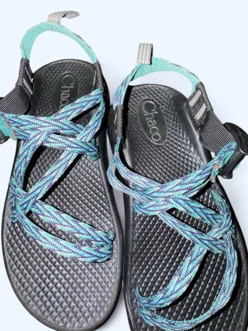 Chaco ZX/2 Sandals in Black with teal & blue Straps